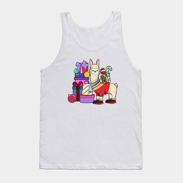 With gingerbread man - llama Christmas Tank Top by Modern Medieval Design